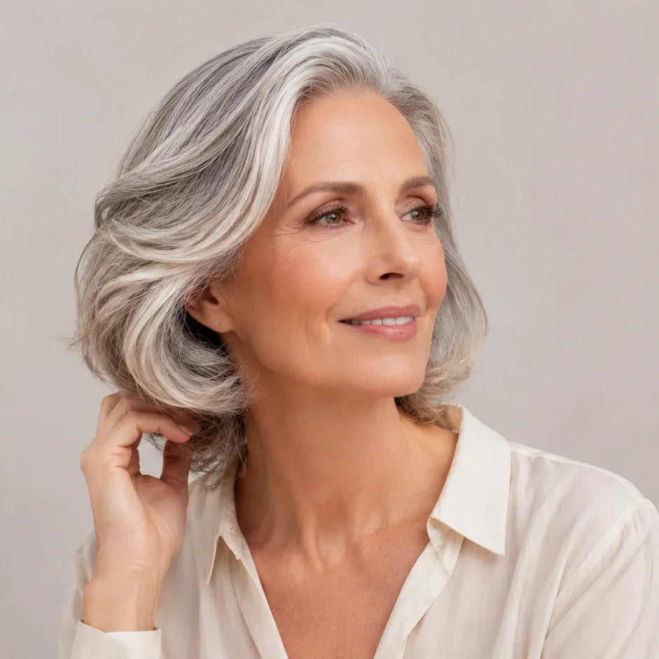 Routine cheveux gris :