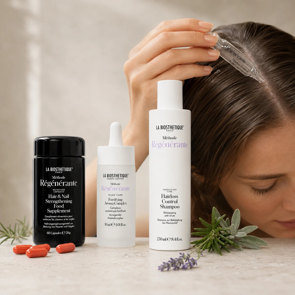 Routine anti-chute de cheveux : densité et force visibles