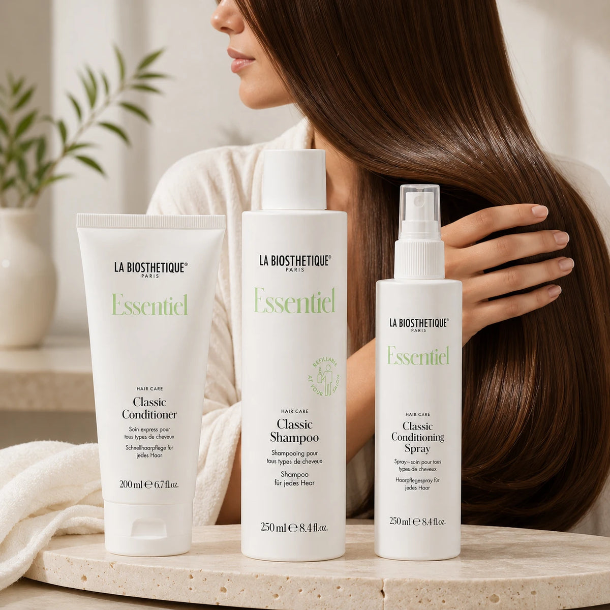 Routine cheveux lisses : douceur, brillance et légèreté